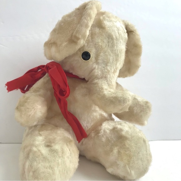 Vintage White Elephant Plush Stuffed Animal - Picture 2 of 11